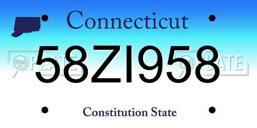 58ZI958 Connecticut License Plate