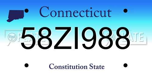 58ZI988 Connecticut License Plate