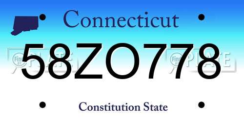 58ZO778 Connecticut License Plate
