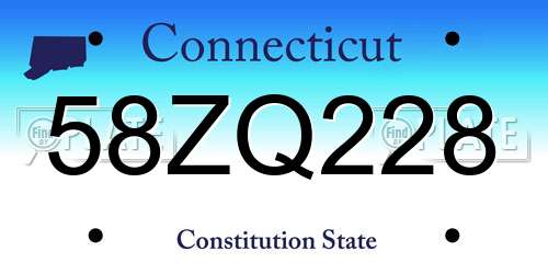 58ZQ228 Connecticut License Plate