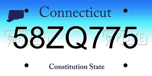 58ZQ775 Connecticut License Plate