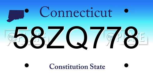 58ZQ778 Connecticut License Plate