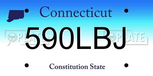 590LBJ Connecticut License Plate
