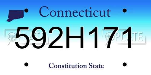 592H171 Connecticut License Plate