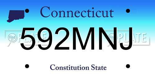 592MNJ Connecticut License Plate