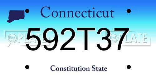 592T37 Connecticut License Plate