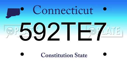 592TE7 Connecticut License Plate