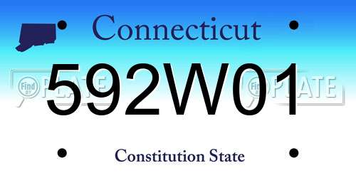 592W01 Connecticut License Plate