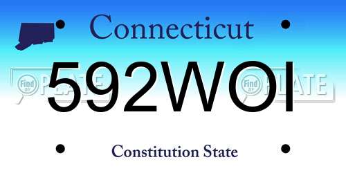 592WOI Connecticut License Plate