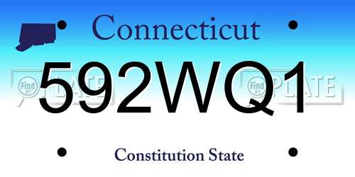 592WQ1 Connecticut License Plate