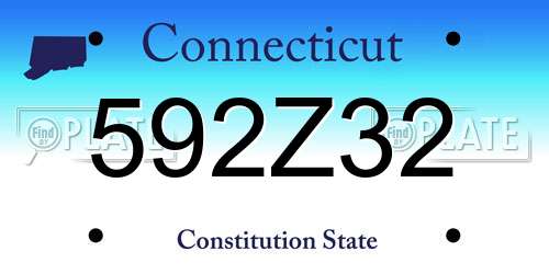 592Z32 Connecticut License Plate