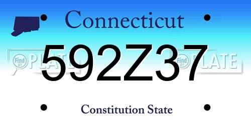 592Z37 Connecticut License Plate