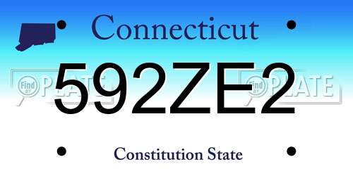 592ZE2 Connecticut License Plate