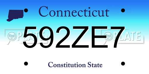 592ZE7 Connecticut License Plate