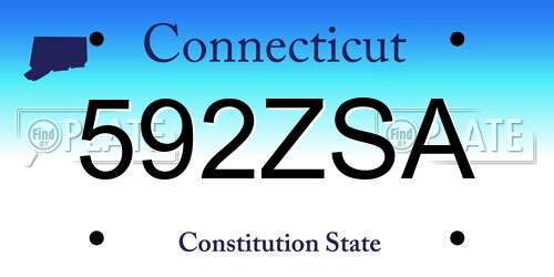 592ZSA Connecticut License Plate