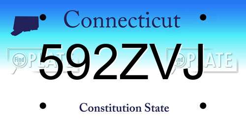 592ZVJ Connecticut License Plate