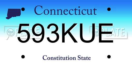 593KUE Connecticut License Plate