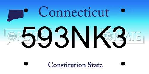 593NK3 Connecticut License Plate