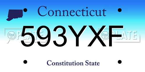 593YXF Connecticut License Plate