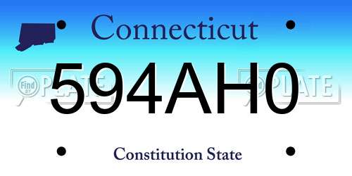 594AH0 Connecticut License Plate