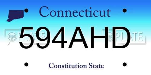 594AHD Connecticut License Plate