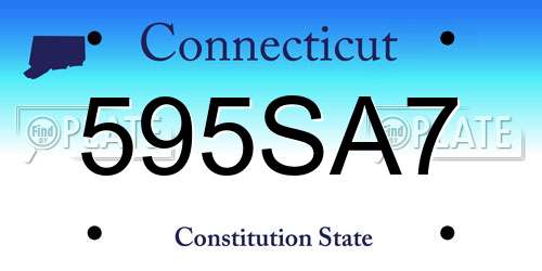 595SA7 Connecticut License Plate