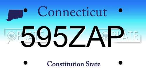 595ZAP Connecticut License Plate