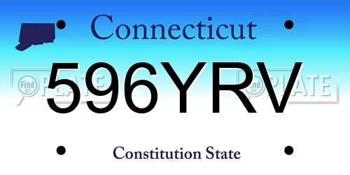 596YRV Connecticut License Plate