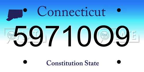 59710O9 Connecticut License Plate