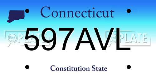 597AVL Connecticut License Plate