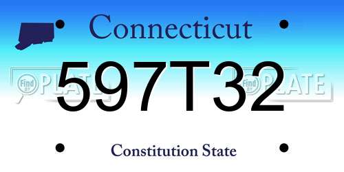 597T32 Connecticut License Plate