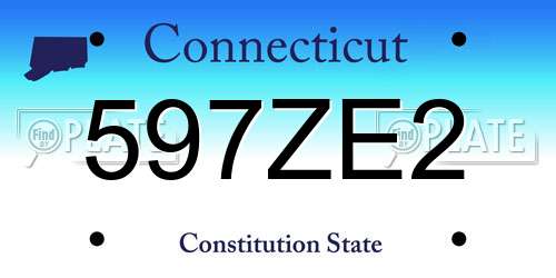 597ZE2 Connecticut License Plate