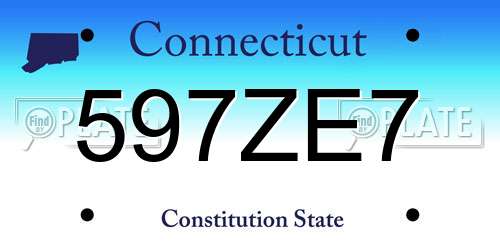 597ZE7 Connecticut License Plate