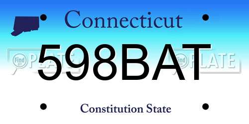 598BAT Connecticut License Plate