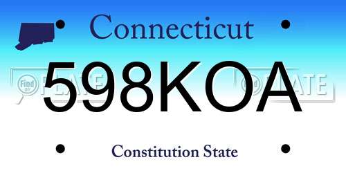 598KOA Connecticut License Plate