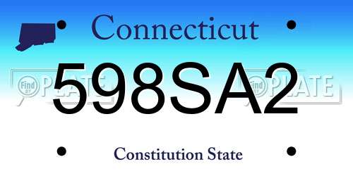 598SA2 Connecticut License Plate