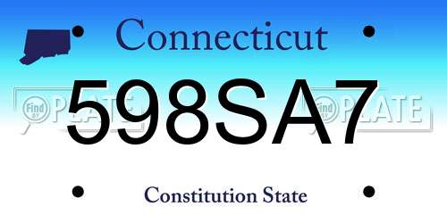 598SA7 Connecticut License Plate