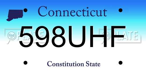 598UHF Connecticut License Plate
