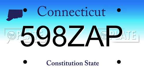 598ZAP Connecticut License Plate