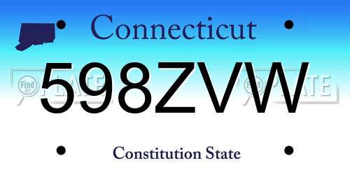 598ZVW Connecticut License Plate