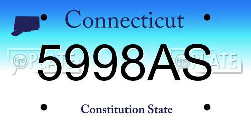 5998AS Connecticut License Plate