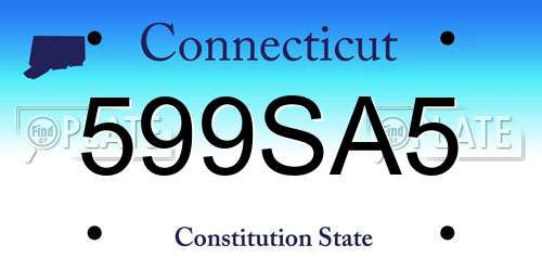 599SA5 Connecticut License Plate