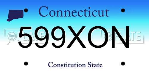 599XON Connecticut License Plate