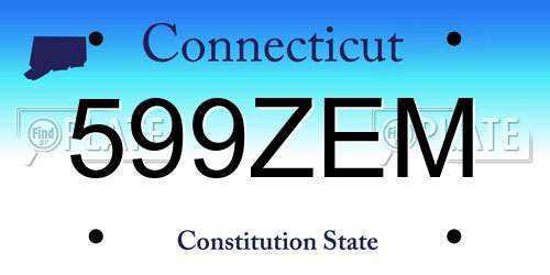 599ZEM Connecticut License Plate
