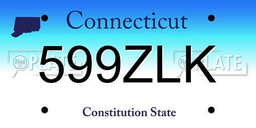 599ZLK Connecticut License Plate