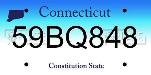 59BQ848 Connecticut License Plate