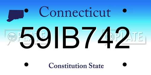 59IB742 Connecticut License Plate