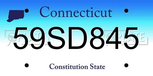 59SD845 Connecticut License Plate