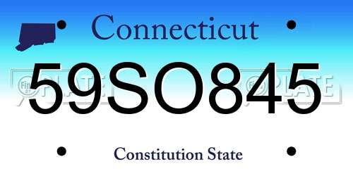 59SO845 Connecticut License Plate