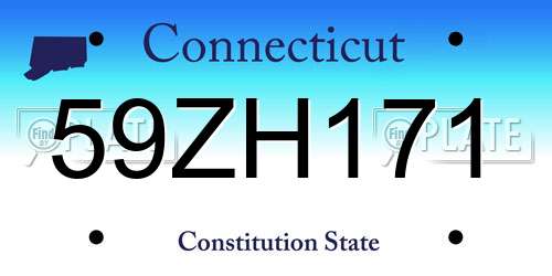 59ZH171 Connecticut License Plate